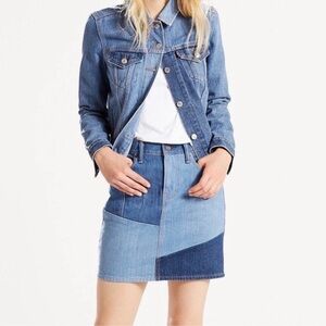 Anthropologie X Levi’s Patchwork Denim Mini Jean Skirt 90’s Color Block Size 28